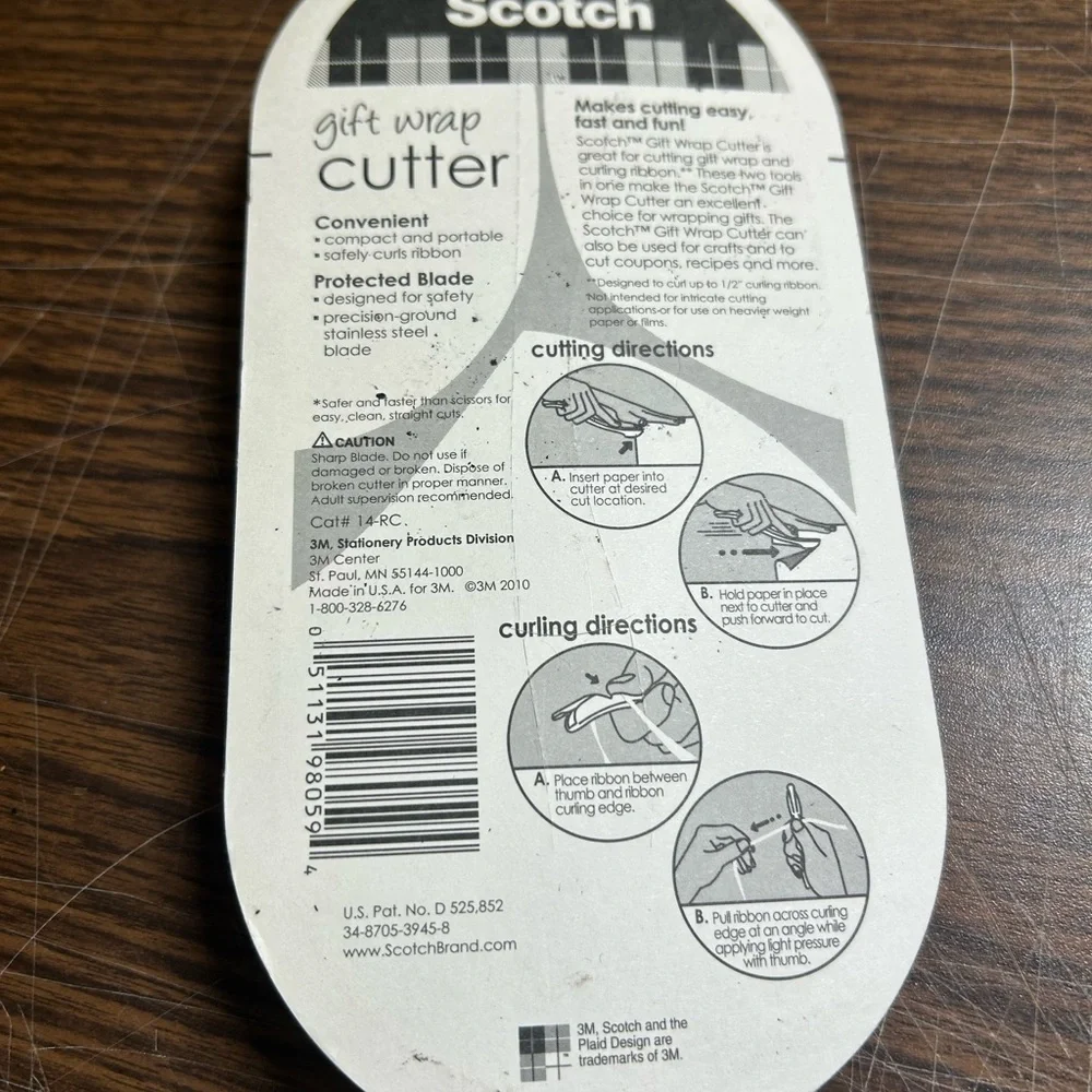 NEW Scotch Gift Wrap Cutter and Ribbon Curler Tool, Green, Safe & Fast Gadget